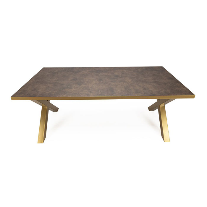 Stalux Eettafel 'Roos' 240 x 100cm, kleur goud / lederlook bruin