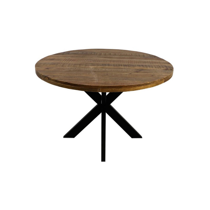 Ronde Eettafel Melbourne - ø80x76 - Naturel/Zwart - Mangohout/metaal