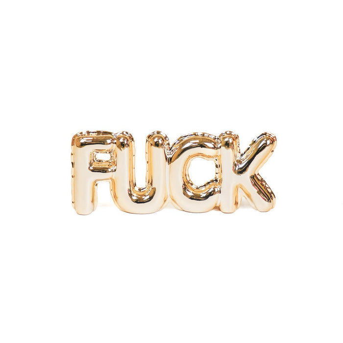 Ornament - Ballon 'FUCK' - Keramiek - Goud - 25x3,5x10cm