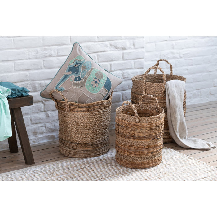 J-Line Set Van Drie Manden Lucie Raffia Naturel