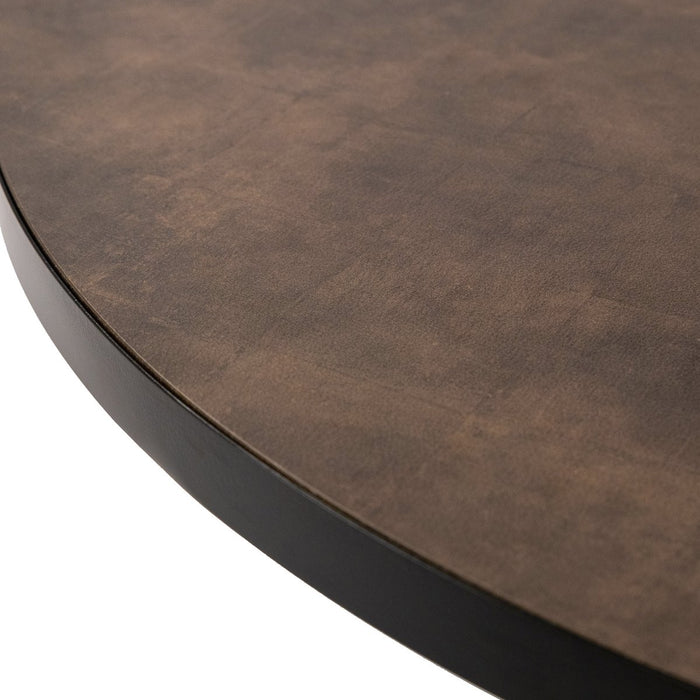 Stalux Ronde eettafel 'Daan' 135cm, kleur zwart / lederlook bruin