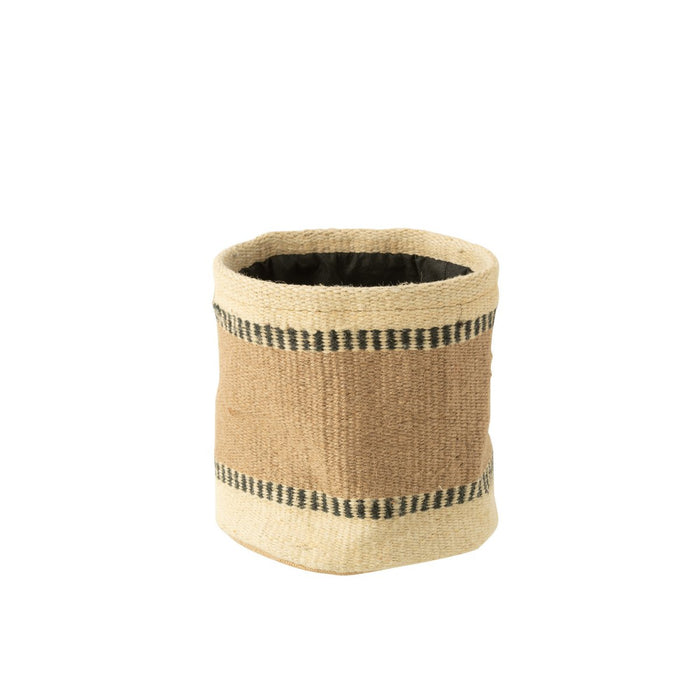 J-Line mand Rond + Band - jute - naturel/beige - large - 2 stuks