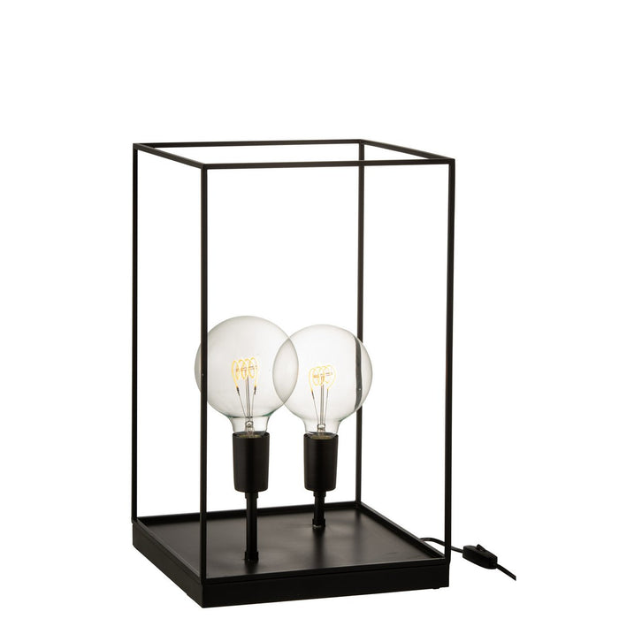 J-Line 2 Lampen Rechthoekige Frame tafellamp - metaal - zwart - L