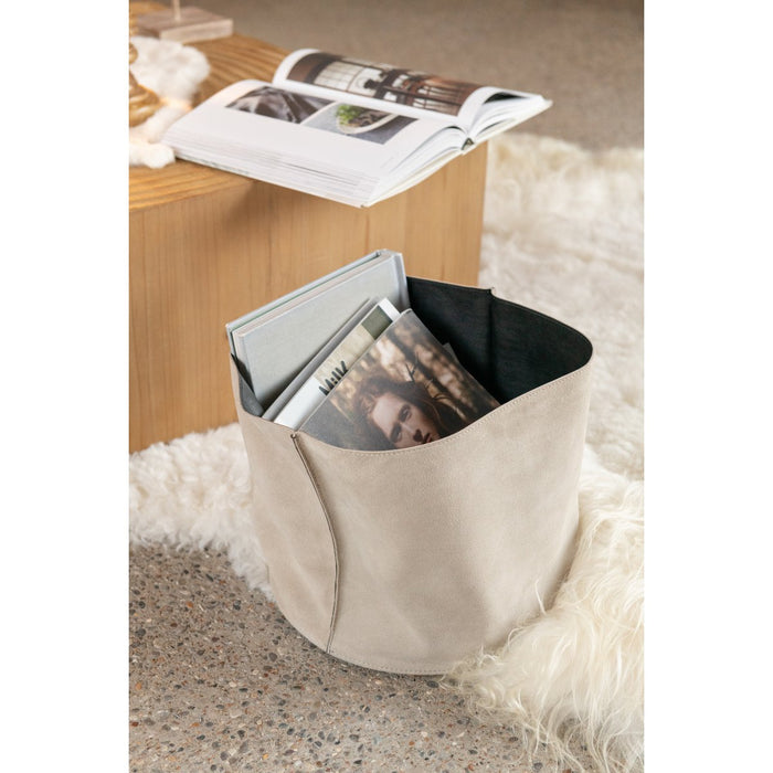 J-Line opbergmand Rond - leder/textiel - beige