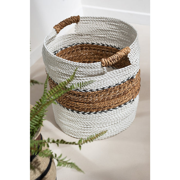 J-Line Set Van Drie Manden Laura Raffia Wit/Naturel