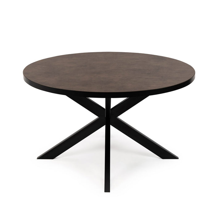 Stalux Ronde eettafel 'Daan' 135cm, kleur zwart / lederlook bruin