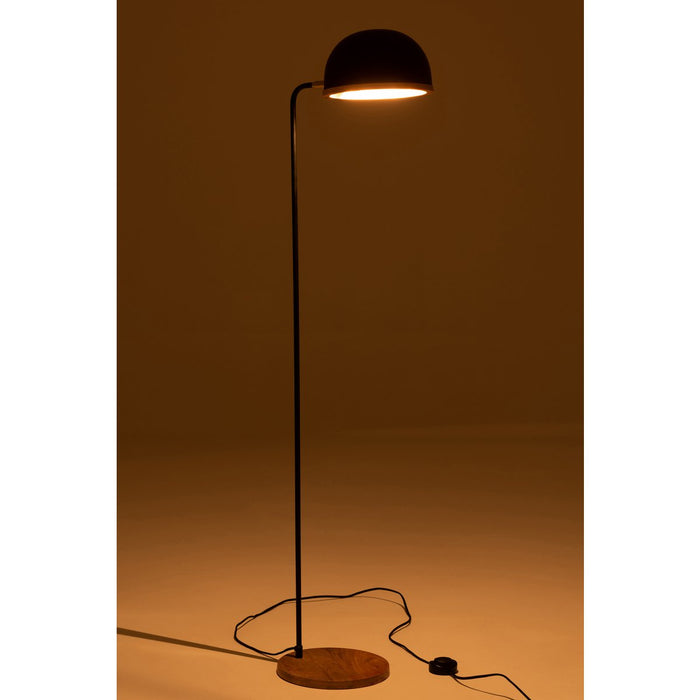 J-Line Staande Lamp Evy - ijzer/hout - zwart/naturel