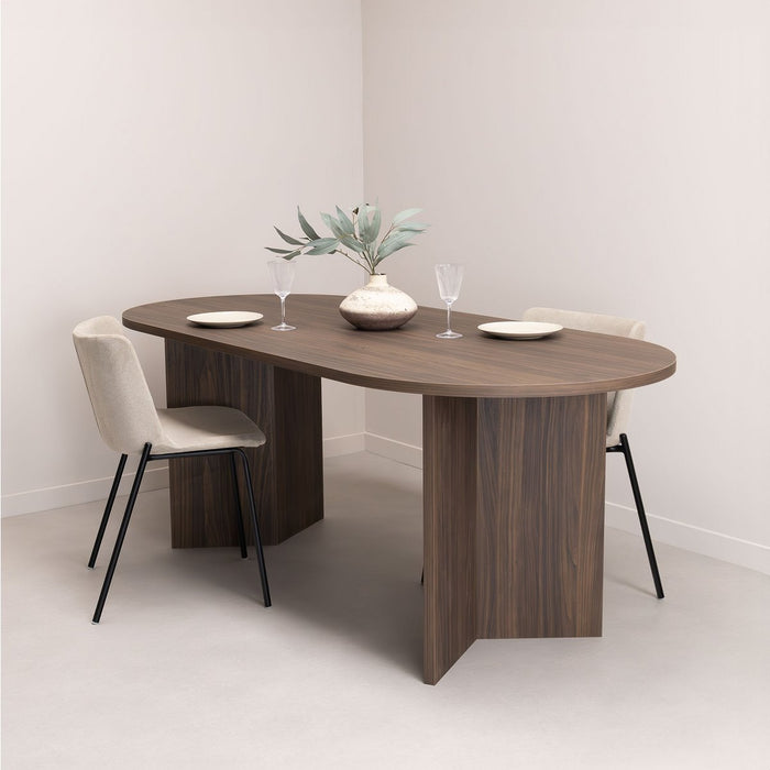 Eettafel Nina 200 x 90cm, kleur bruin notenhout