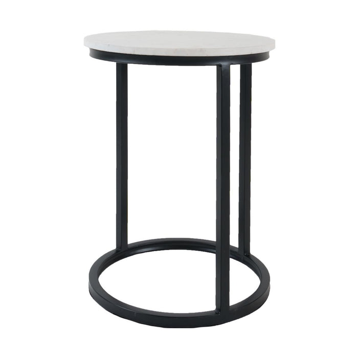 Laptoptafel Mitch Marmer Rond - Wit/Zwart - ThatLyfeStyle