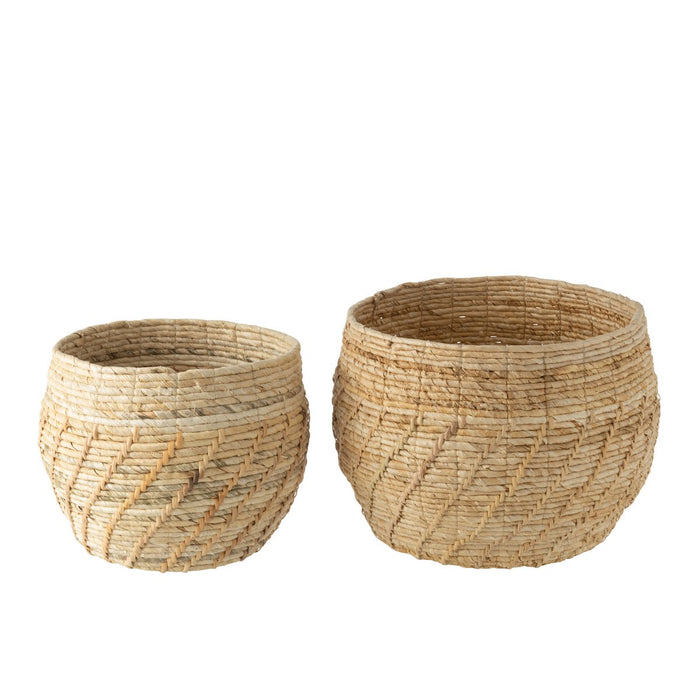 J-Line Set Van Twee Manden Raffael Rond Raffia Naturel