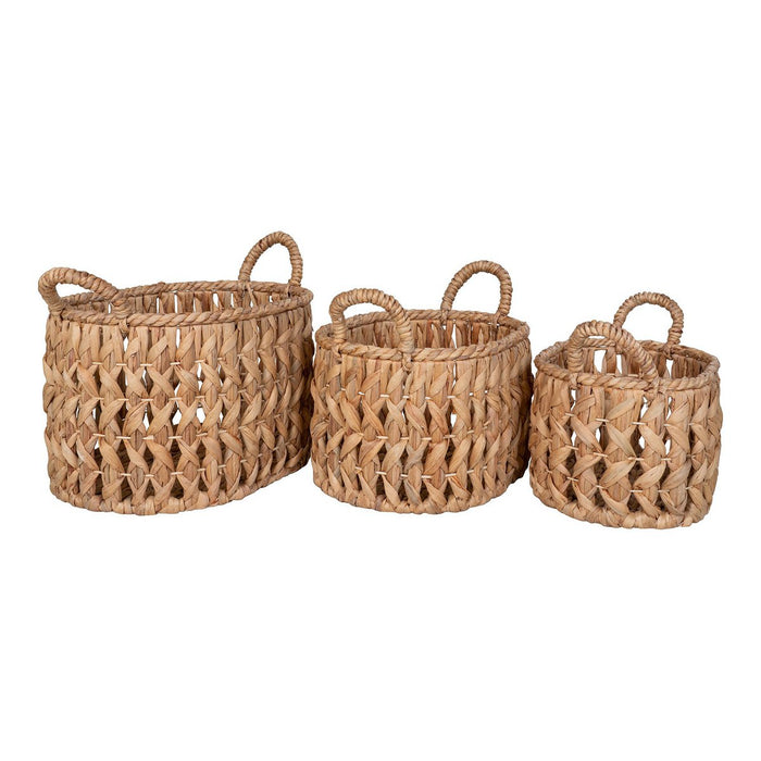 Balerma Basket - Mand met handvatten, waterhyacint, naturel, set van 3