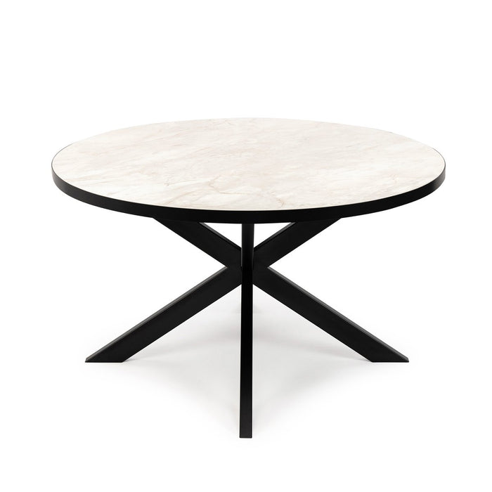 Stalux Ronde eettafel 'Daan' 120cm, kleur zwart / wit marmer