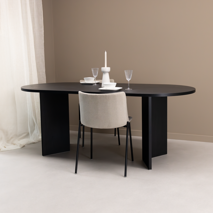 Eettafel Nina 200 x 90cm, kleur zwart eiken