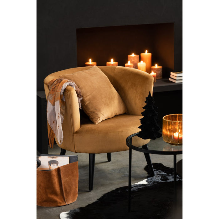 J-Line opbergmand Rond - leder/textiel - cognac