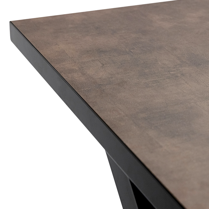 Stalux Eettafel 'Roos' 200 x 100cm, kleur zwart / lederlook bruin