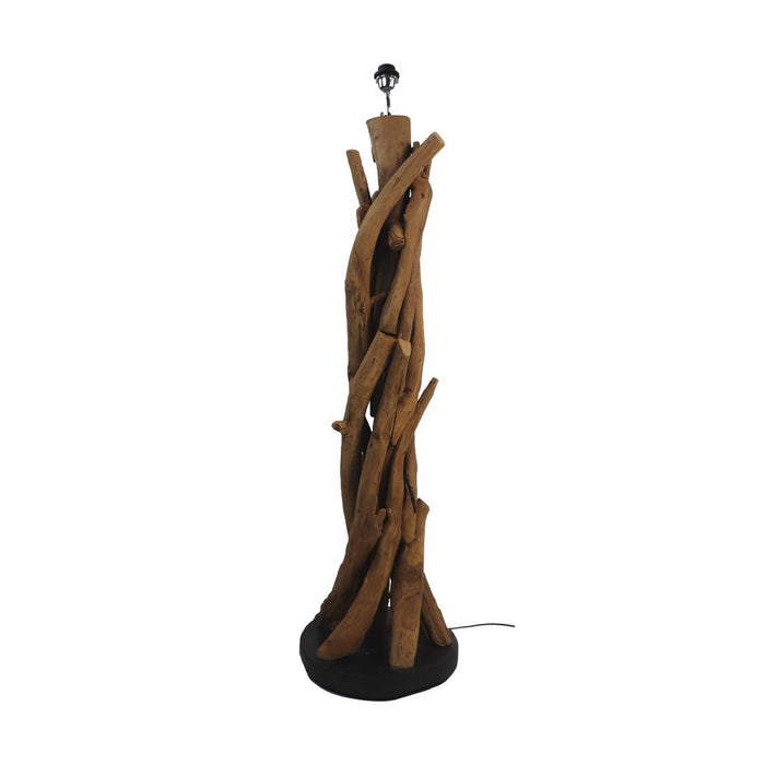 Vloerlamp - 40x40x130 - Naturel/Zwart - Teak