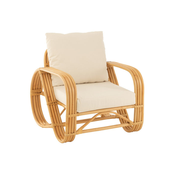 J-Line Fauteuil Jute Textiel Naturel Wit - ThatLyfeStyle