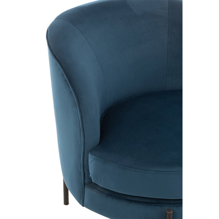 J-Line Loungestoel Rond Textiel Metaal Blauw