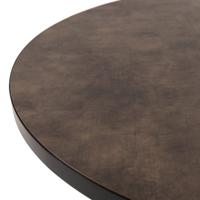 Stalux Ronde eettafel 'Daan' 135cm, kleur zwart / lederlook bruin