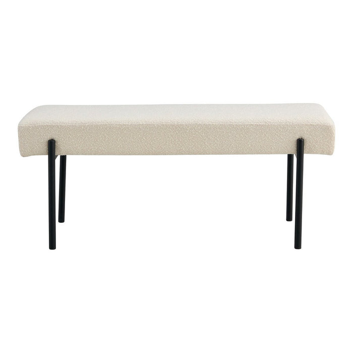 Swindon Bench - Bank in bouclé, wit met zwarte poten, 100x36x42,5 cm, HN1232 - ThatLyfeStyle