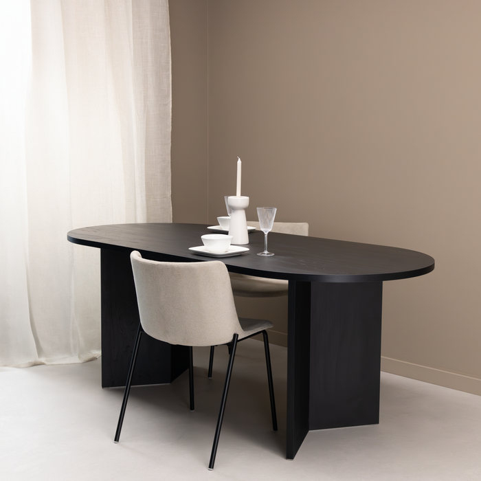 Eettafel Nina 200 x 90cm, kleur zwart eiken