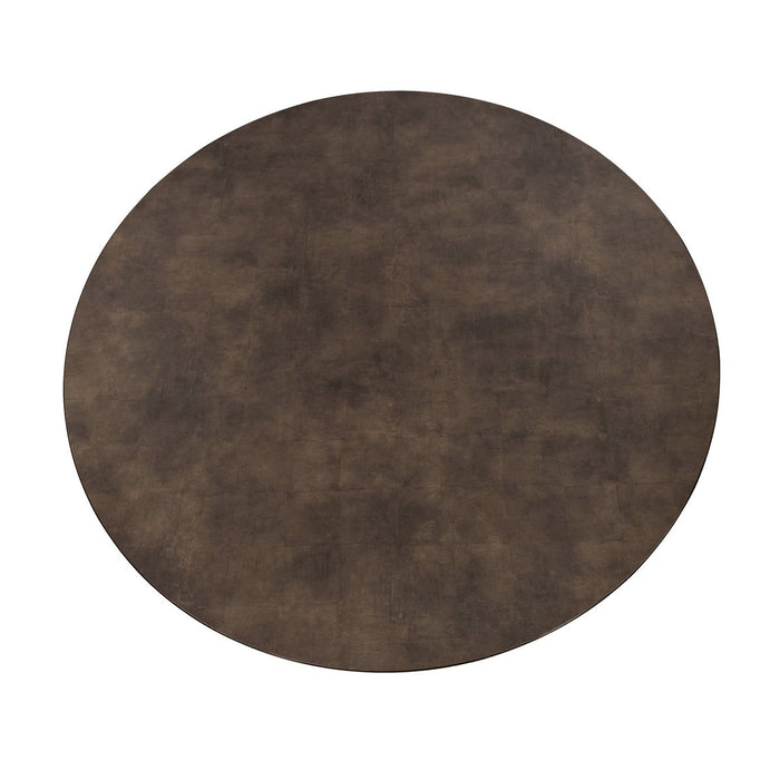 Stalux Ronde eettafel 'Daan' 135cm, kleur zwart / lederlook bruin