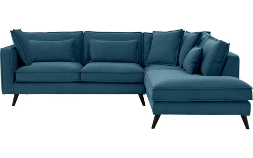 Goossens Bank Suite blauw, stof, 2,5-zits, elegant chic met ligelement rechts-300409263