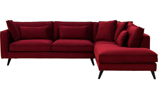 Goossens Bank Suite rood, stof, 3-zits, elegant chic met ligelement rechts-300406871