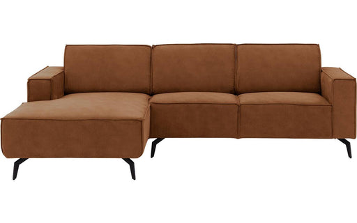 Goossens Hoekbank Hercules bruin, microvezel, 2-zits, modern design met chaise longue links-300749836