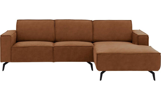Goossens Hoekbank Hercules bruin, microvezel, 2-zits, modern design met chaise longue rechts-300749839
