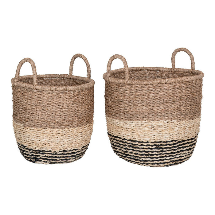 Lima Basket - Mand in zeegras, natuur/bruin/zwart, set van 2