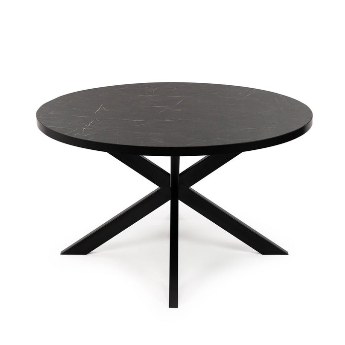 Stalux Ronde eettafel 'Daan' 148cm, kleur zwart / zwart marmer