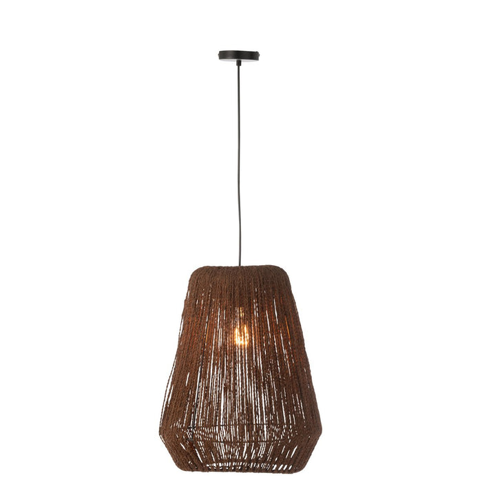 J-Line Hanglamp Vlecht Metaal/Palm Zwart Large