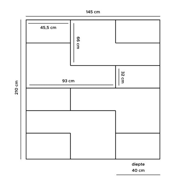 Vakkenkast Huub Hout 210 x 145 cm – Roomdivider - ThatLyfeStyle