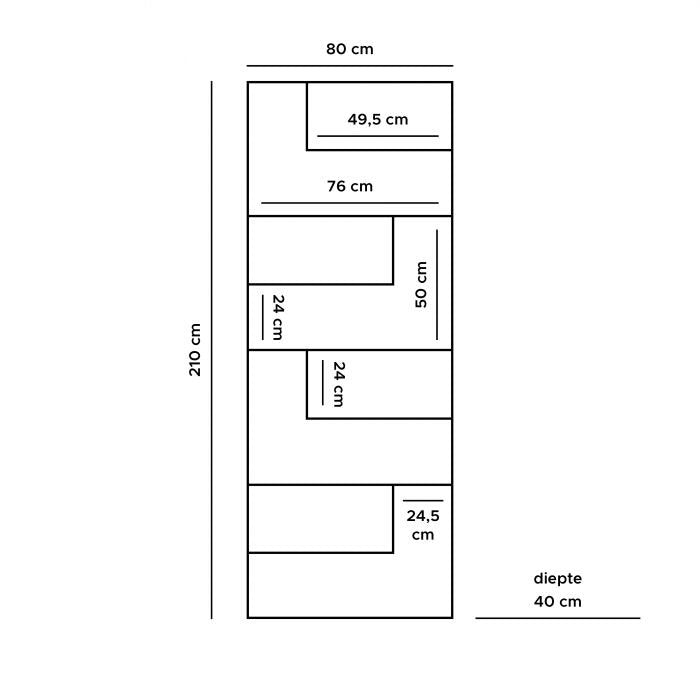 Vakkenkast Huub Hout 210 x 80 cm  - Roomdivider - ThatLyfeStyle