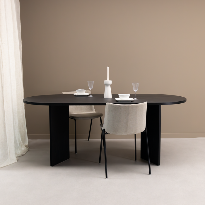 Eettafel Nina 200 x 90cm, kleur zwart eiken