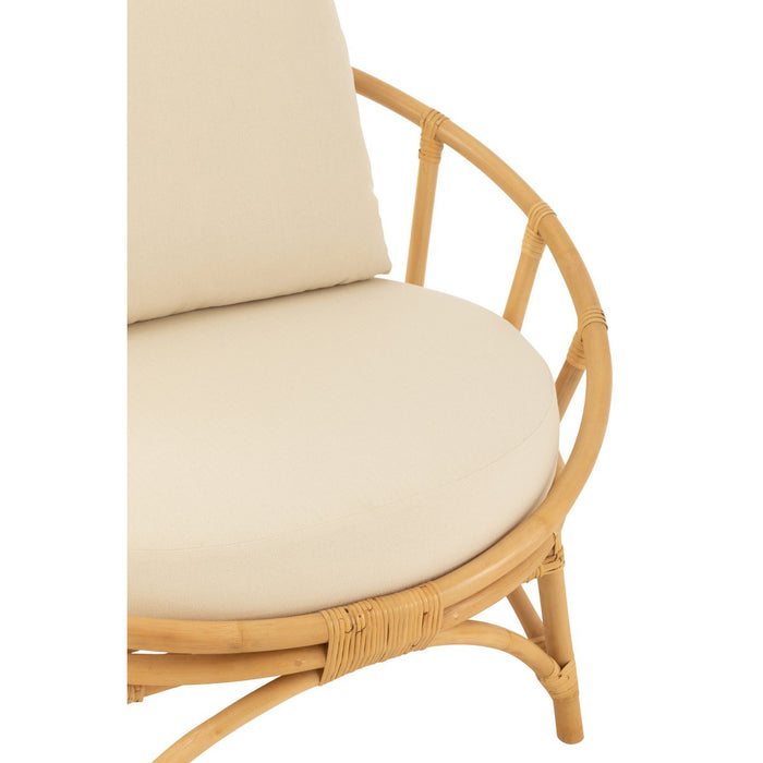 J-Line Fauteuil Jute Textiel Naturel Wit