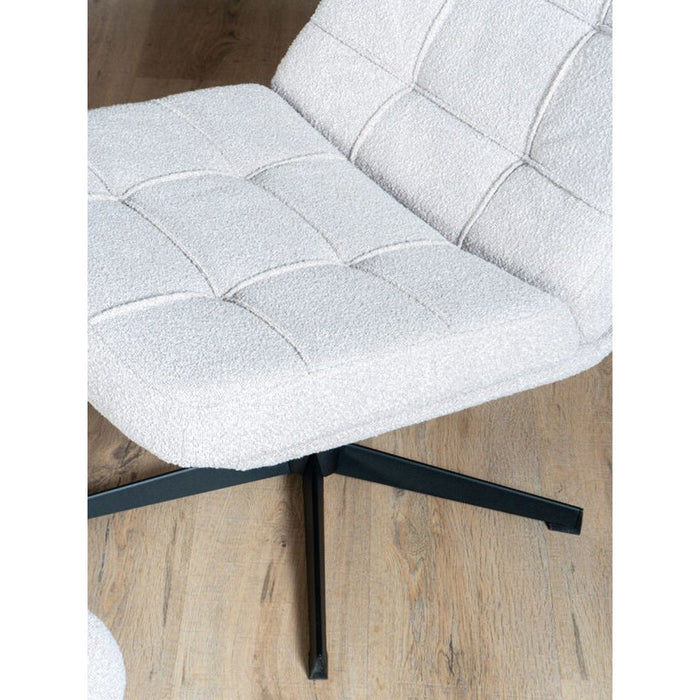 Home67 Fauteuil Aiden Hocker Bouclé Metaal Wit Zwart - ThatLyfeStyle