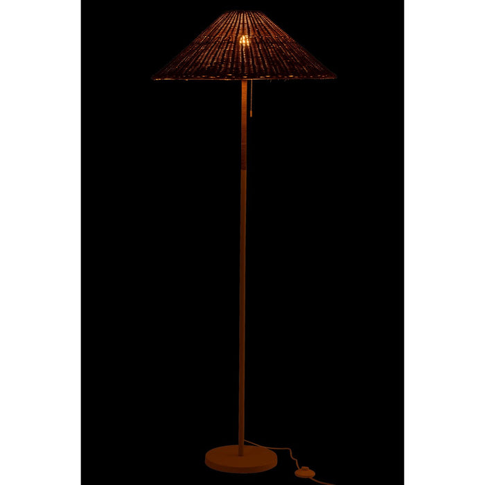 J-Line staande Lamp - metaal/rotan - wit/naturel