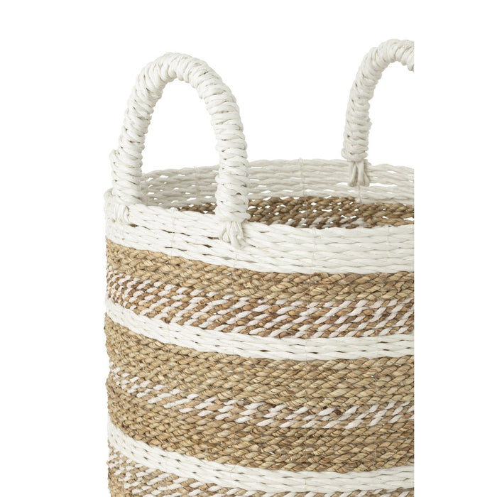 J-Line Set Van Drie Manden Caro Raffia Wit/Naturel