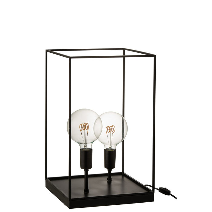 J-Line 2 Lampen Rechthoekige Frame tafellamp - metaal - zwart - L