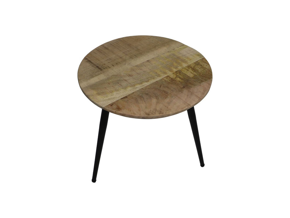 HSM Collection Ronde Bijzettafel Bern Ø45 Naturel Zwart Mango Metaal