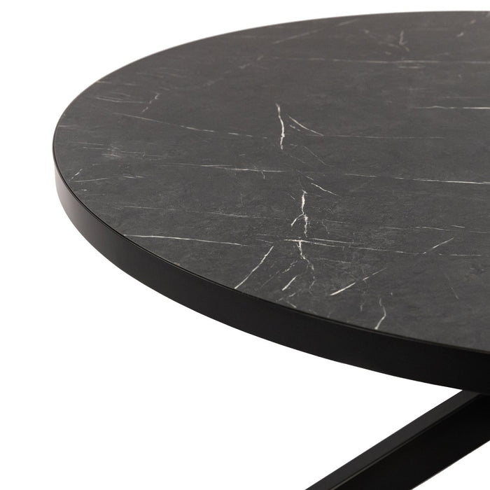 Stalux Ronde eettafel 'Daan' 148cm, kleur zwart / zwart marmer