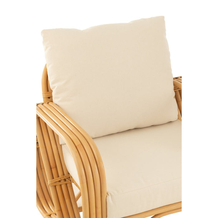 J-Line Fauteuil Jute Textiel Naturel Wit - ThatLyfeStyle