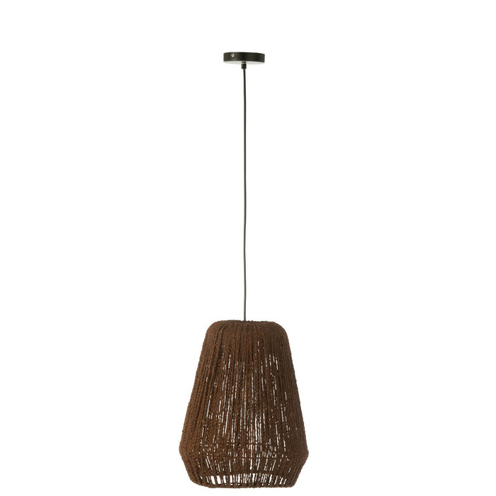 J-Line Hanglamp Vlecht Metaal/Palm Zwart Small