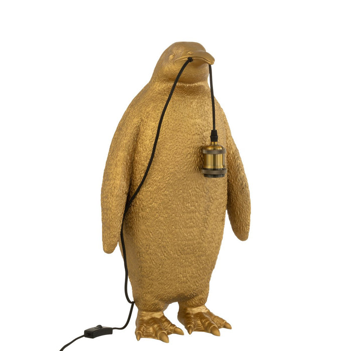 J-Line tafellamp Pinguïn - polyresin - goud - large