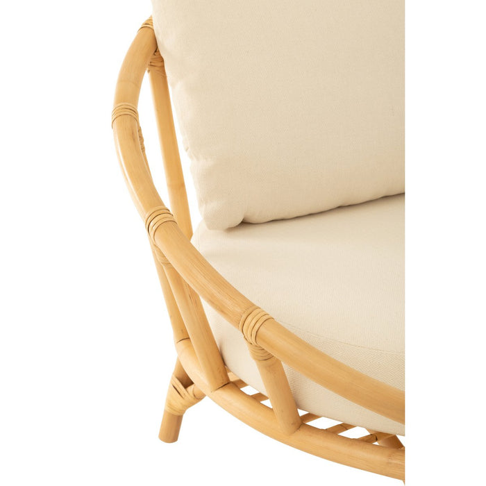 J-Line Fauteuil Jute Textiel Naturel Wit