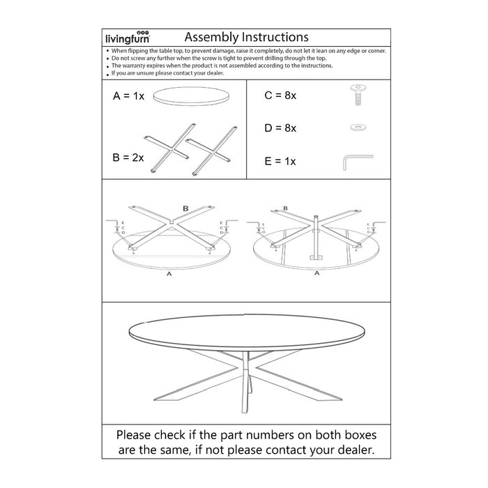 Livingfurn Accent Oval Eettafel Teakhout Zwart Staal 240 cm