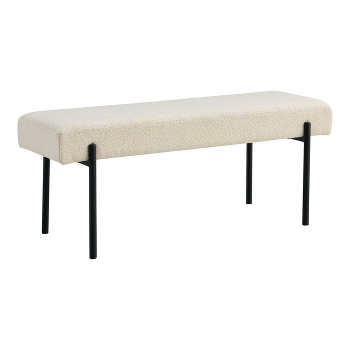 Swindon Bench - Bank in bouclé, wit met zwarte poten, 100x36x42,5 cm, HN1232 - ThatLyfeStyle