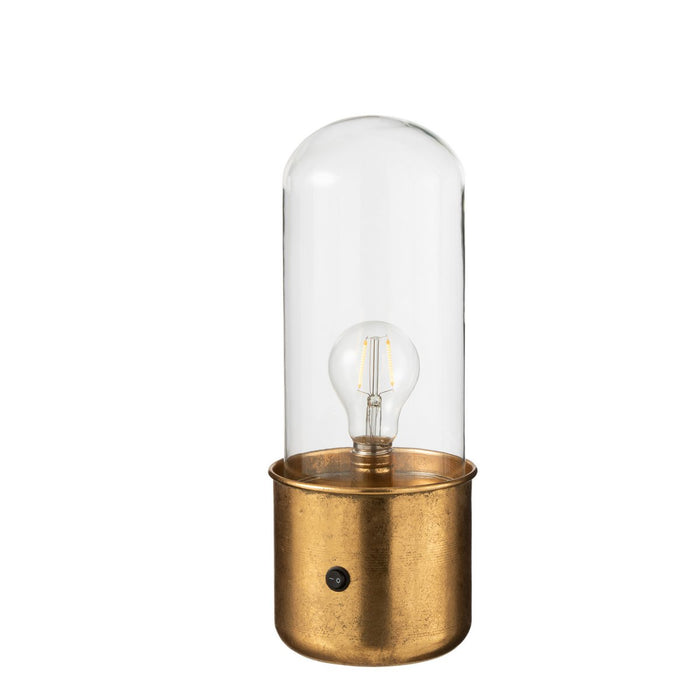 J-Line Tafellamp Antiek Led Glas/Zink Goud Small